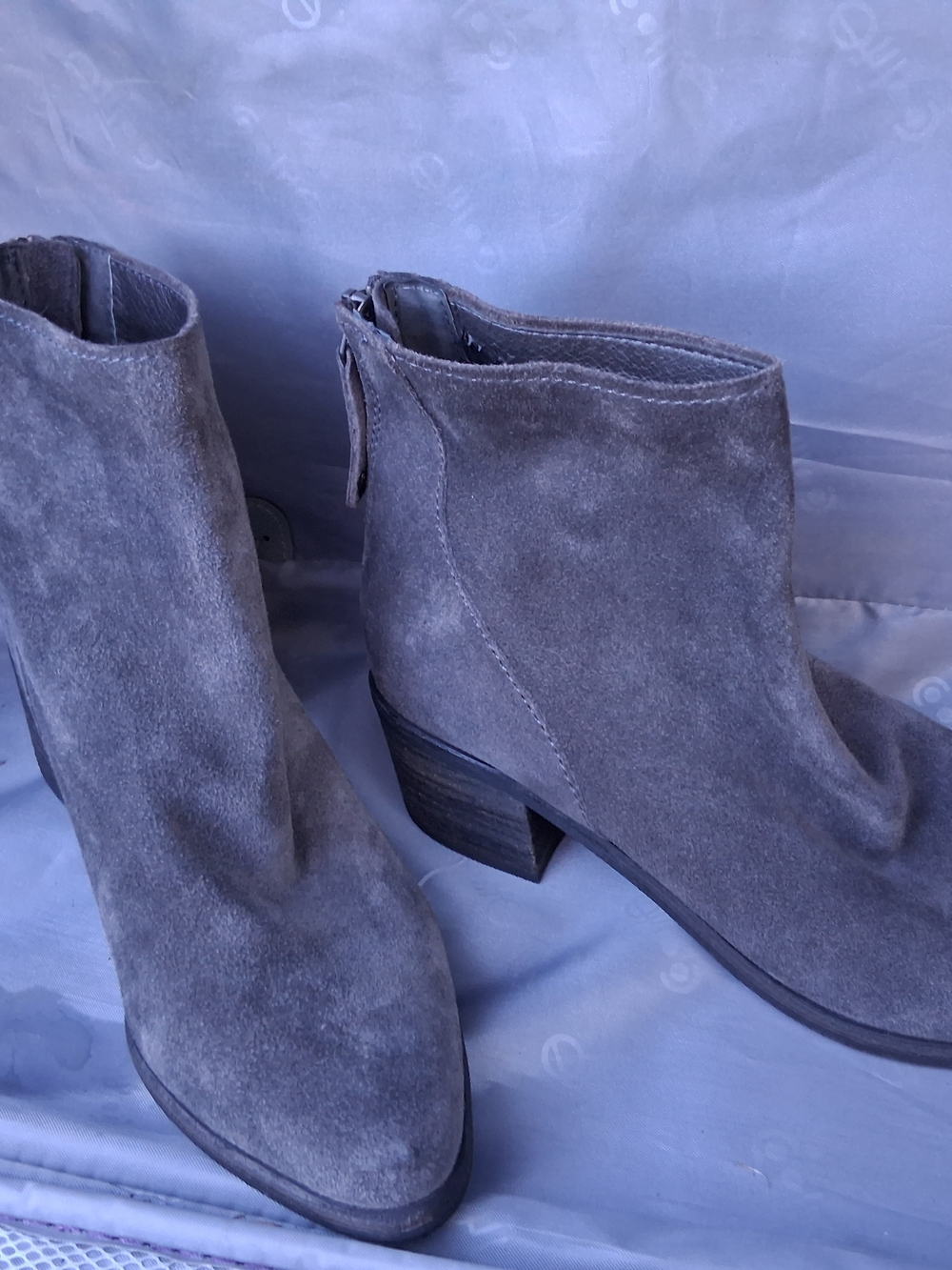 Dolce Vita Gray Suede Ankle Booties with Back Zip